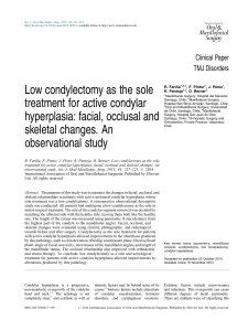 Low condylectomy as the sole treatment for active condylar hyperplasia: facial, occlusal and skeletal changes. An observational study