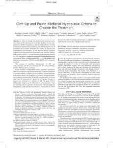 Cleft Lip and Palate Midfacial Hypoplasia: Criteria to Choose the Treatment