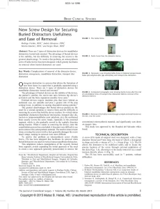 New Screw Design for Securing Buried Distractors Usefulness and Ease of Removal